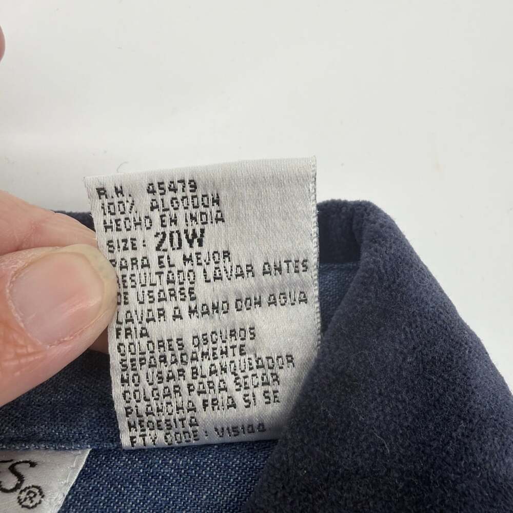 VICTORIA JONES Woman Embroidered Floral Denim Button Up Shirt Cottage Core 20W - Picture 8 of 12